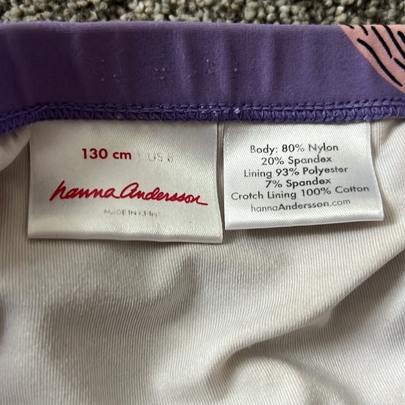 Hanna Andersson 2-piece girls swimsuit size 130 (8.) Light purple w/horses. - Picture 3 of 3